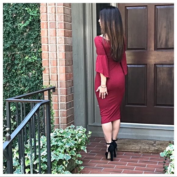 ✨LAST ONE SALE✨Gorgeous burgundy midi dress - Picture 5 of 8