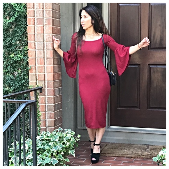 ✨LAST ONE SALE✨Gorgeous burgundy midi dress - Picture 6 of 8