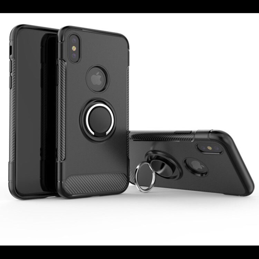 Iphone x case carbon fiber with Ring and magnetic
