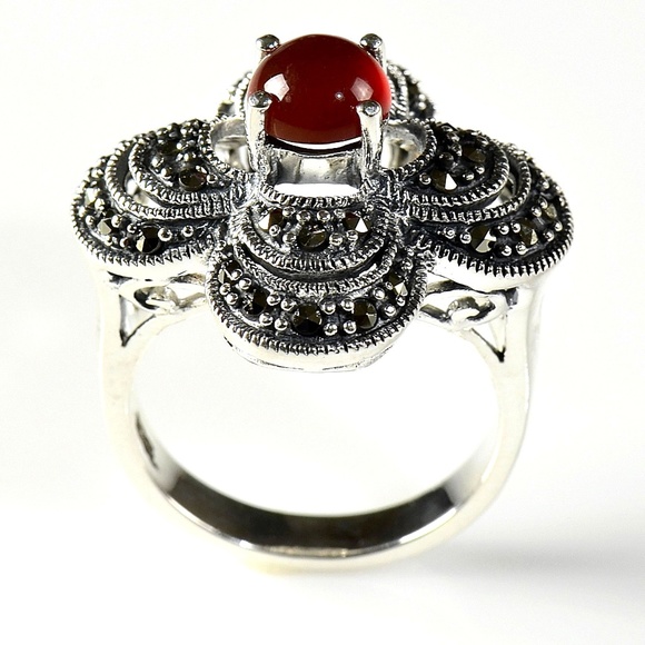925 silver agate women's ring - Picture 1 of 2