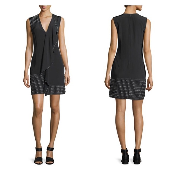 Derek Lam Sleeveless V-Neck Cascade Dress wBeading - Picture 5 of 6