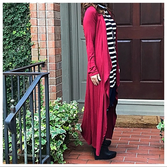 ✨LAST ONE✨Waterfall draped Burgundy long duster - Picture 7 of 8