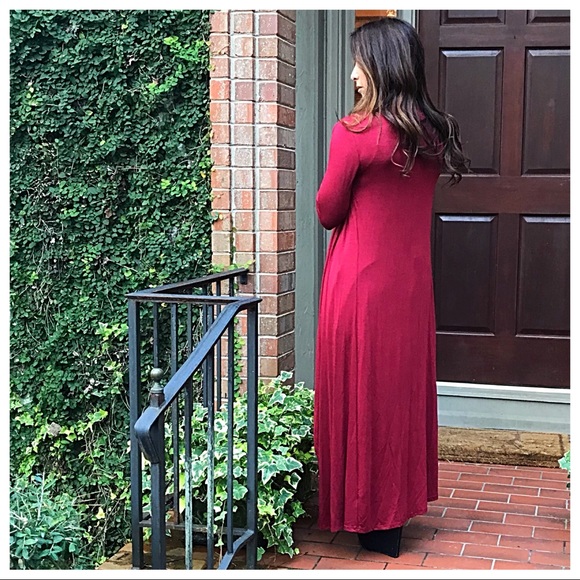 ✨LAST ONE✨Waterfall draped Burgundy long duster - Picture 6 of 8