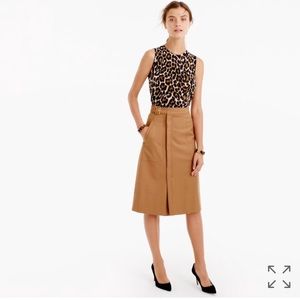 J.Crew Tan Belted A-line skirt