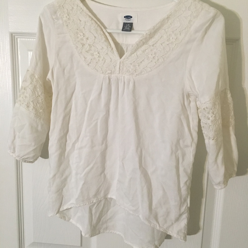 Old Navy Cream Embroidered Detail Shirt