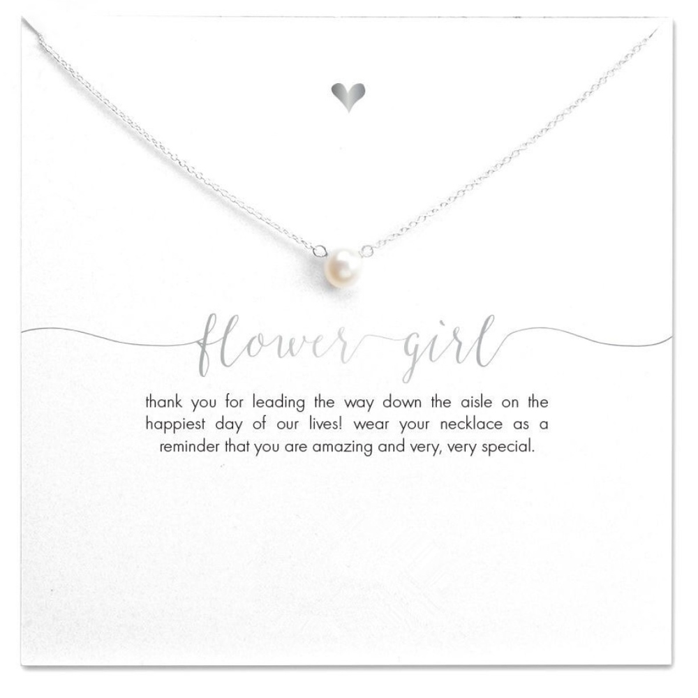 Flower Girl Wedding Dainty Pearl Necklace Pendant