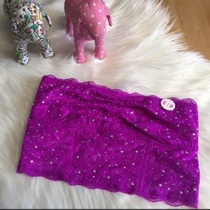 PINK Victoria's Secret Purple Jeweled Lace Bandeau