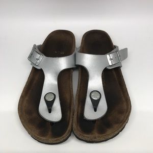 Silver Birkenstock Gizeh thong sandals 31