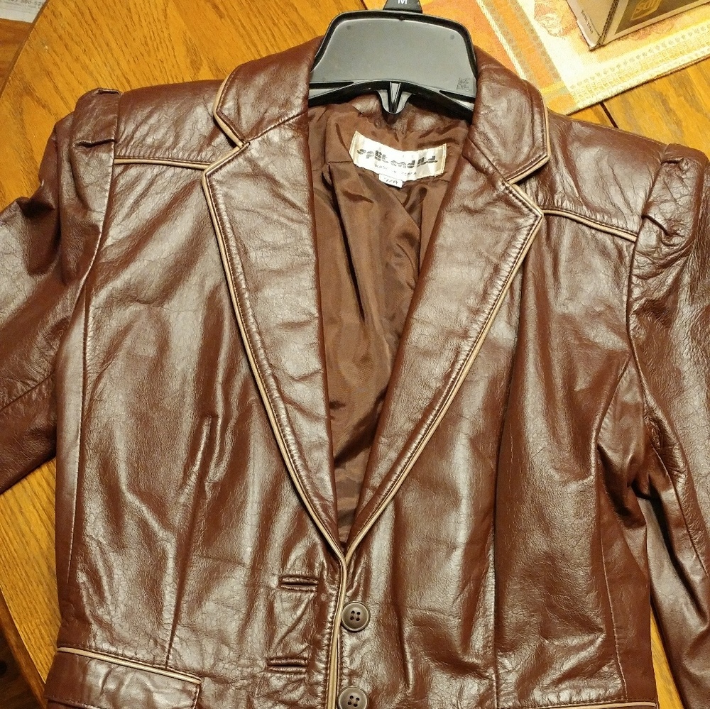 Vintage 80's Cropped Fitted Leather Jacket