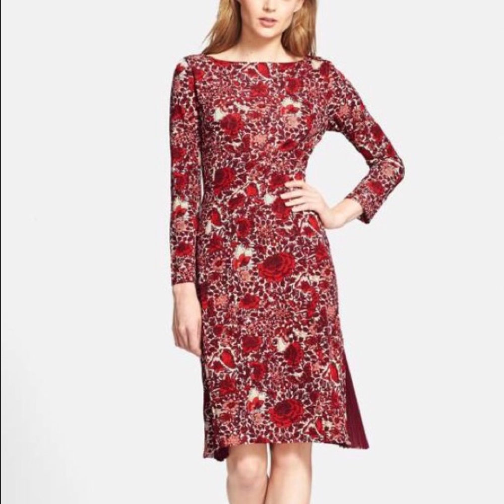 Tory Burch Ria Red Floral Print Shift Dress, M