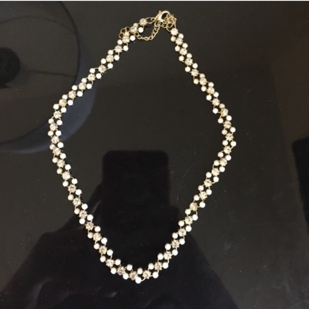 Pearl and rhinestone necklace