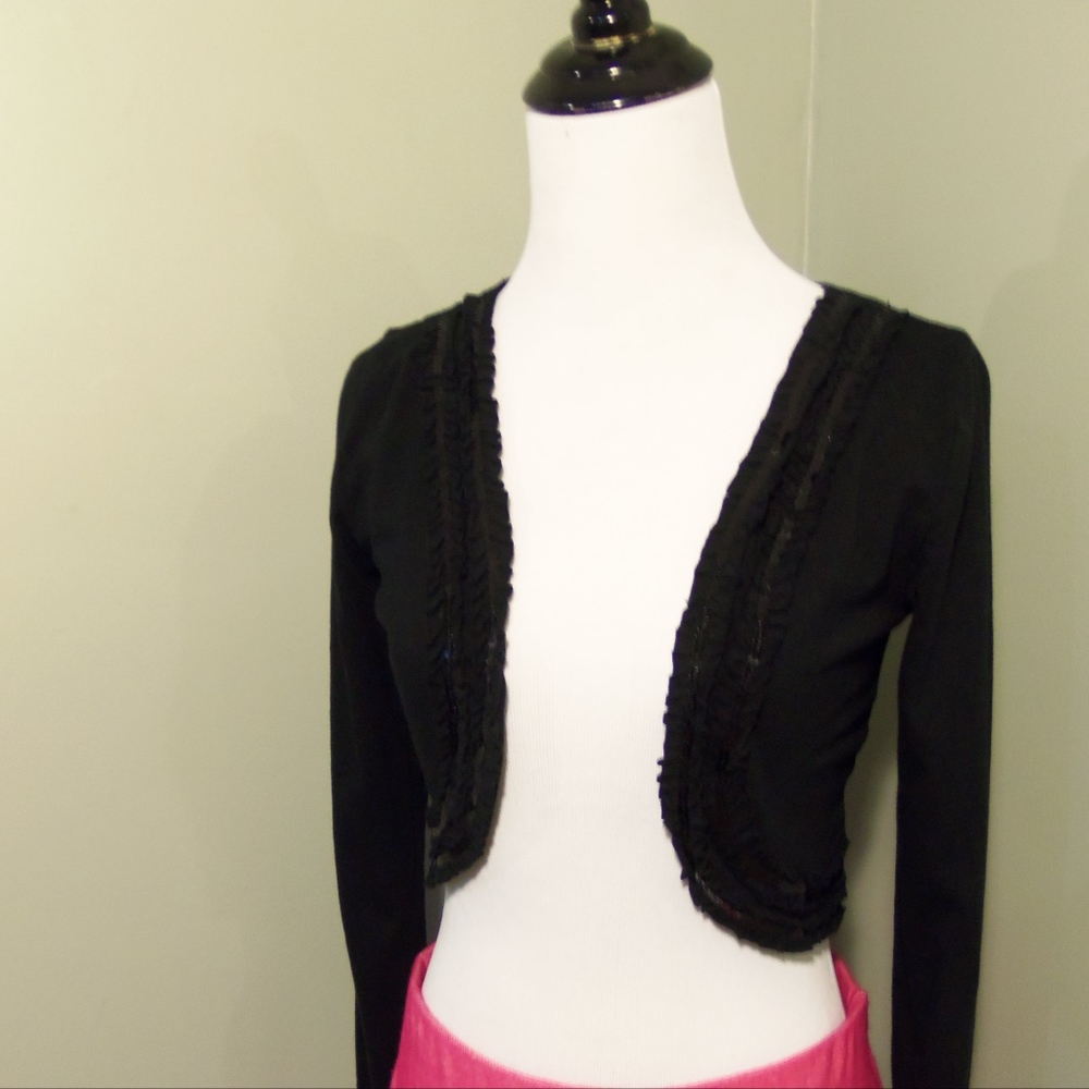 Black bolero with sequin ruffle embellishment SO