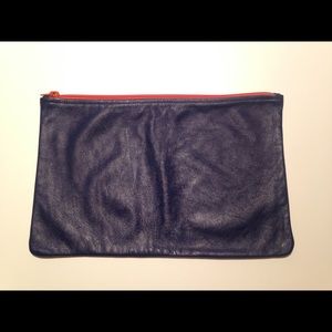 AMERICAN APPAREL maxi leather clutch in navy blue