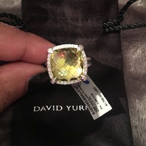 Chatelaine Pave Bezel 14mm Ring Citrine & Diamonds