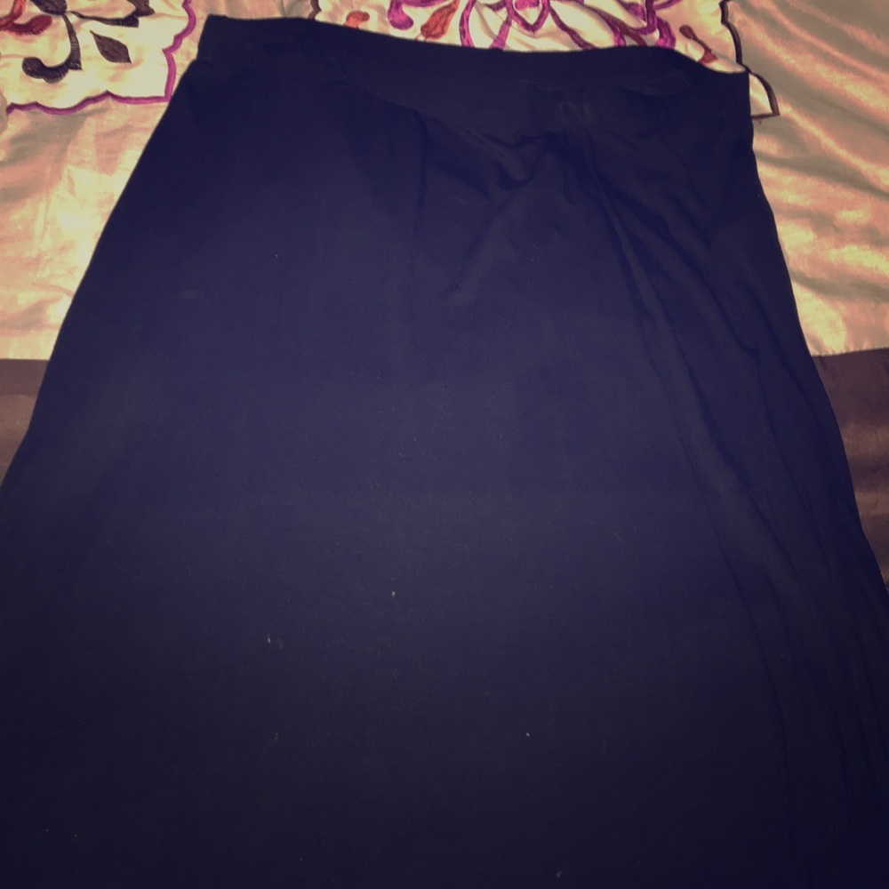 Black maxi skirt thigh high split