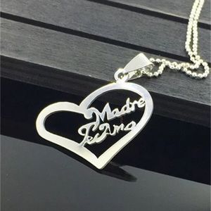 Stainless Steel Madre Iamo Heart Silver Pendant Necklace Mother Mom