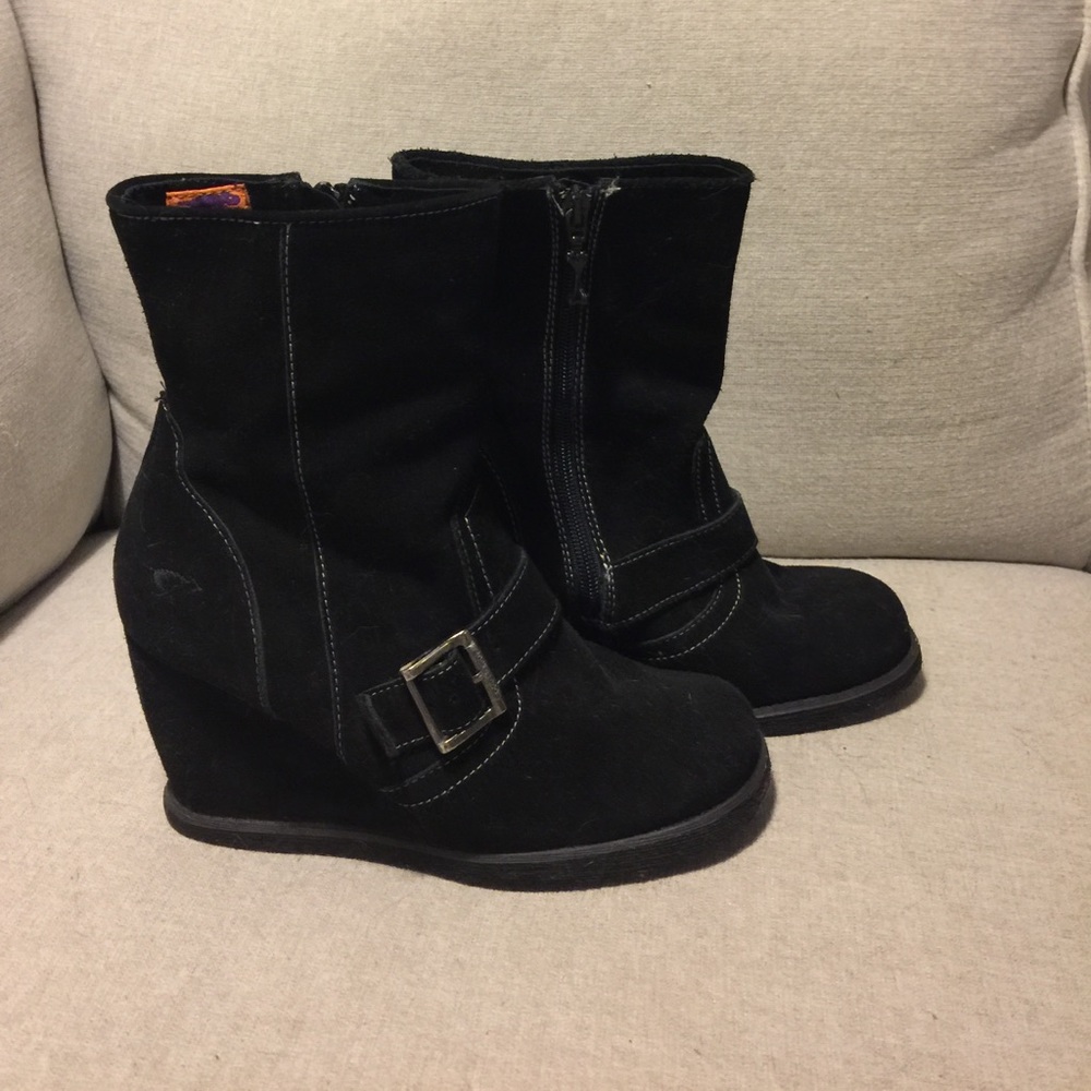 Rocket Dog black wedge boots size 8