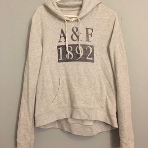 ABERCROMBIE: gray logo hoodie