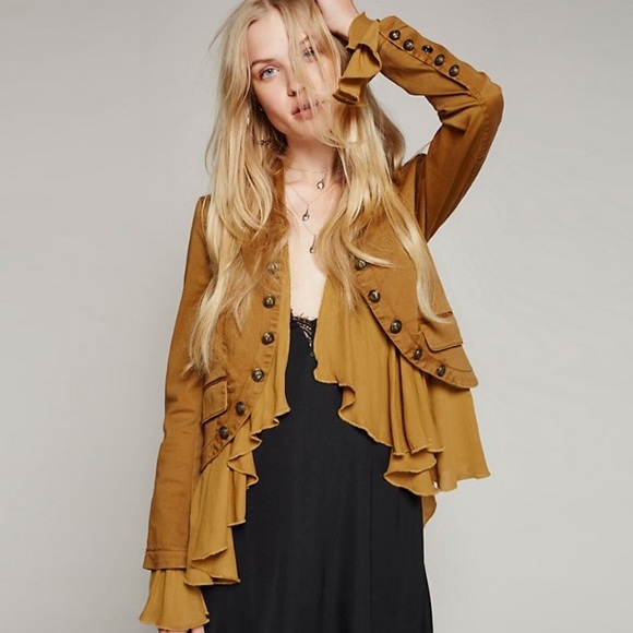 Romantic Ruffles Military JACKET Coat Gingersnap - Picture 2 of 5