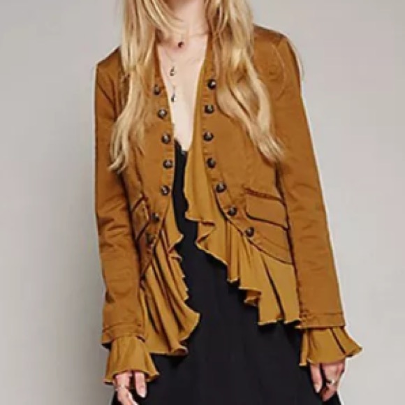 Romantic Ruffles Military JACKET Coat Gingersnap - Picture 4 of 5