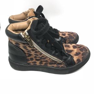 Steve Madden black leopard print high top sneakers