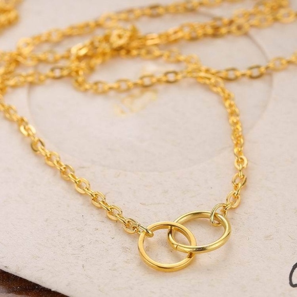 Karma 2 Link Dainty Gold Delicate Pendant Gold - Picture 6 of 7