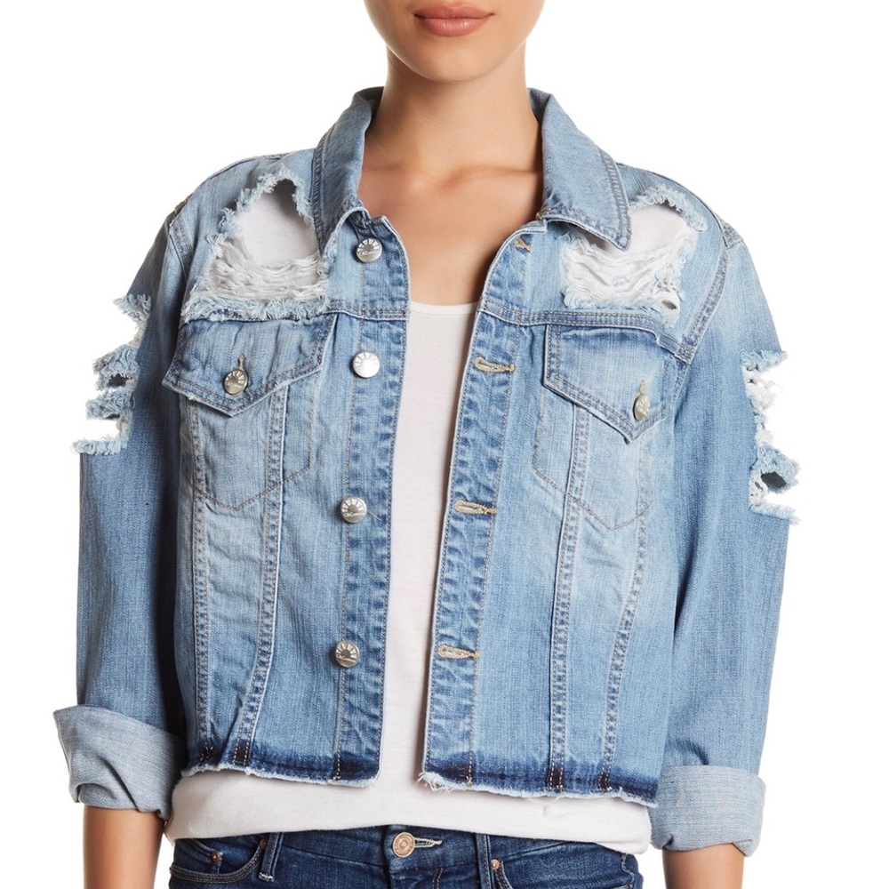 GWA34 - Destroyed Denim Trucker Jacket NWT