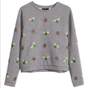 H&M Embroidered Insect Sweatshirt Size Small