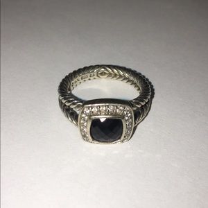 David Yurman Black Onyx Petite Ring with Diamonds