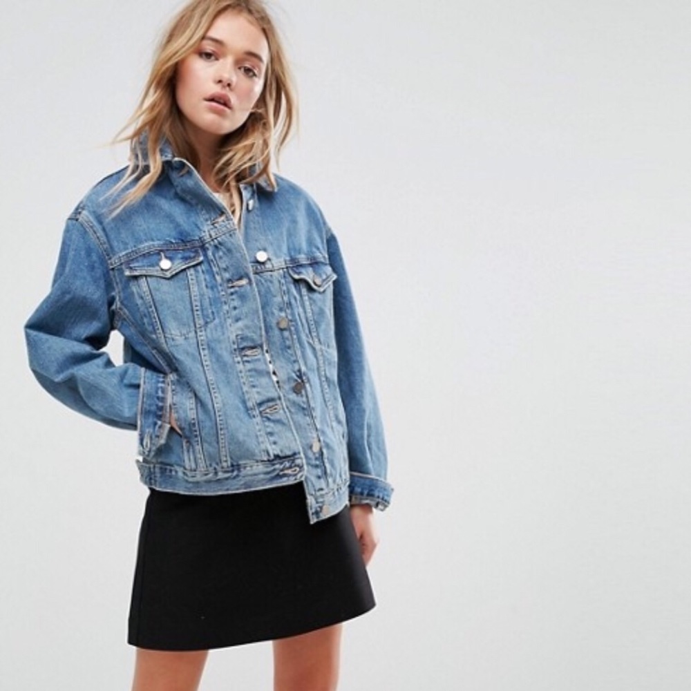 ASOS Denim Girlfriend Jacket in Midwash Blue