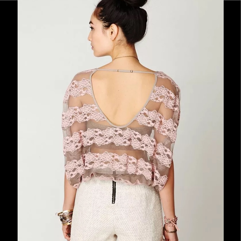 Free People County Fair Banded Bottom Lace Top - Picture 2 of 8