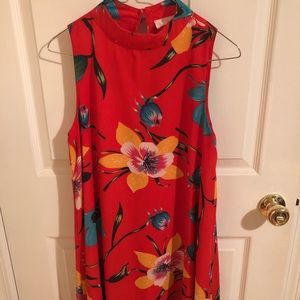 Peach Love- Red floral dress SMALL