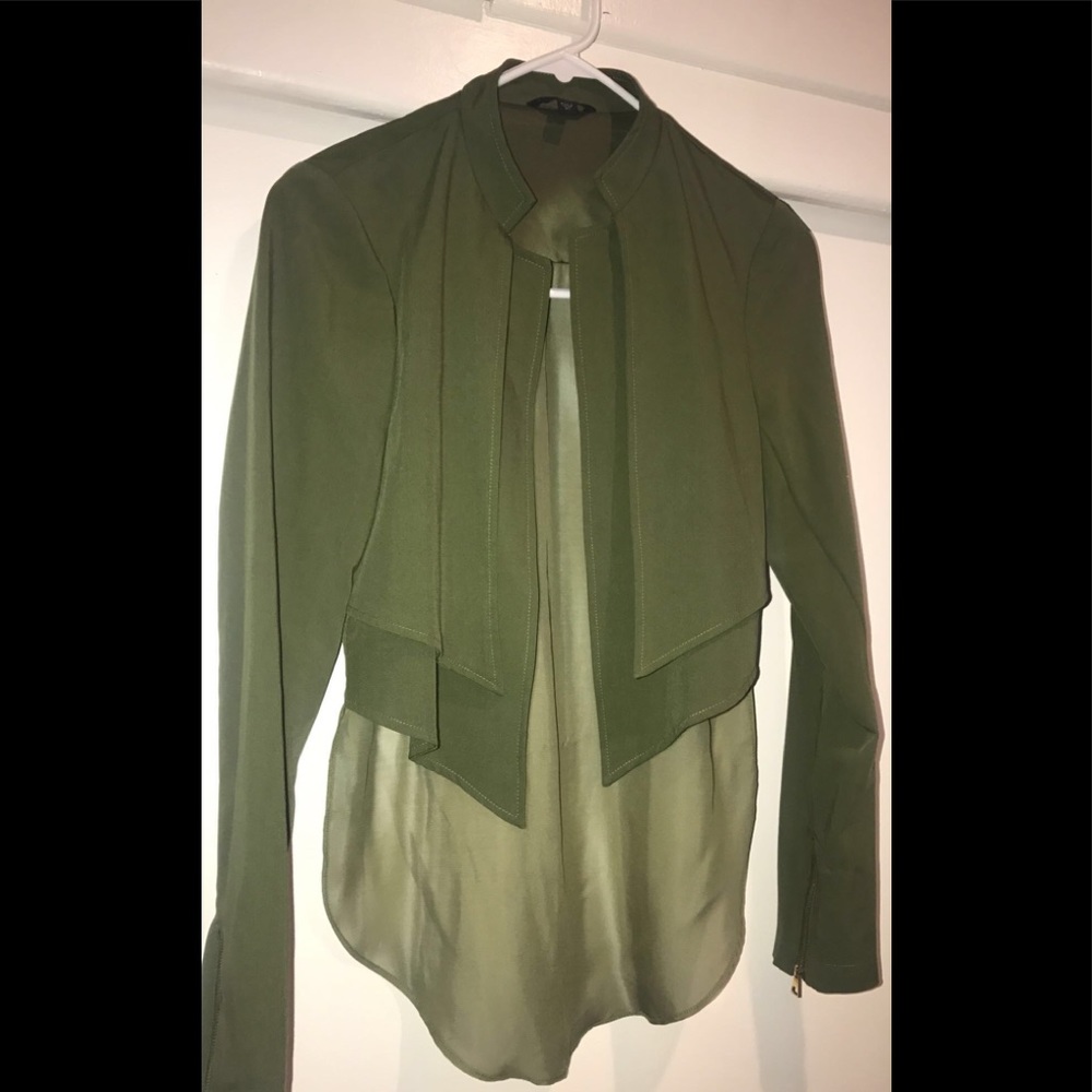 Guess army green, sheer back, halo blazer!