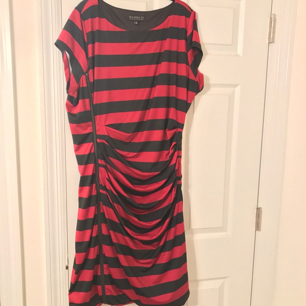 Eloquii, red & black striped dress, Size 24