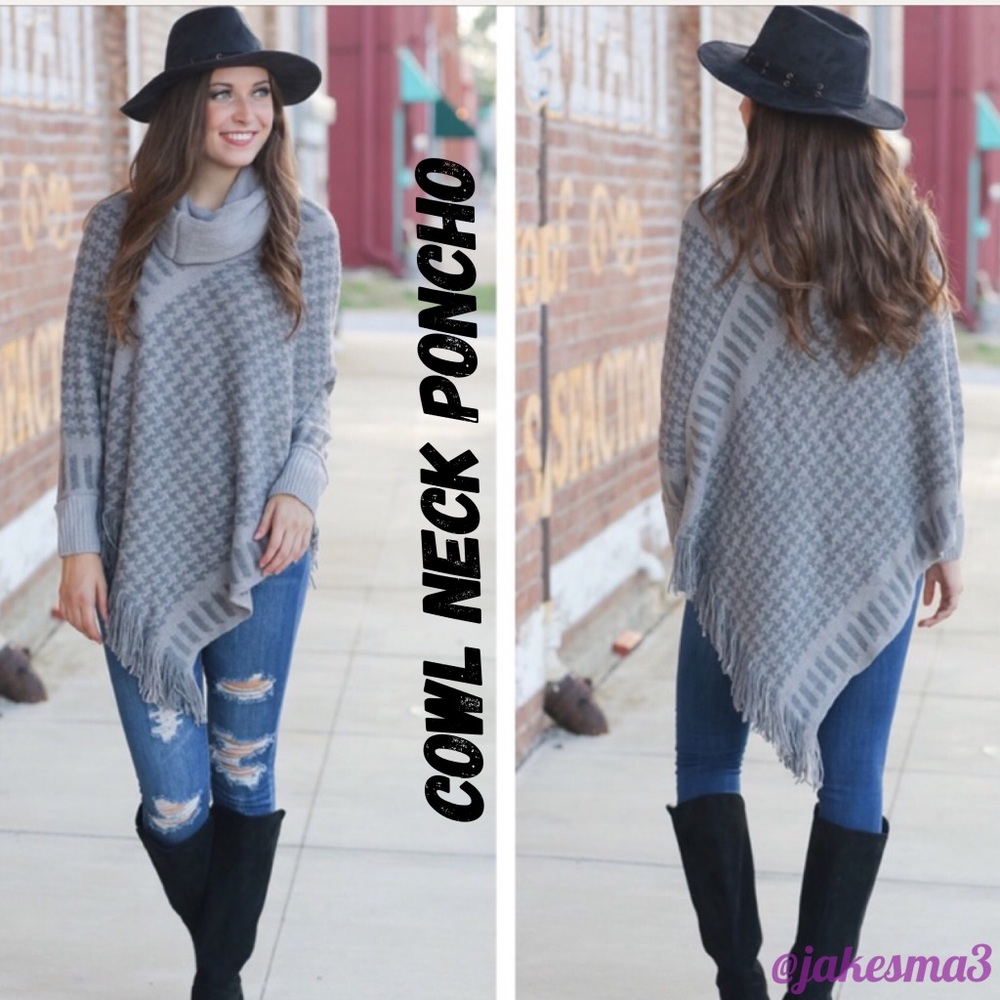 LAST ONE!! H/PX2!! PLAID COWL NECK PONCHO