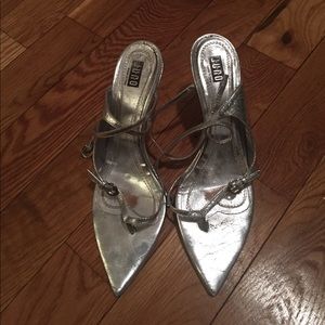 Silver heel sandals