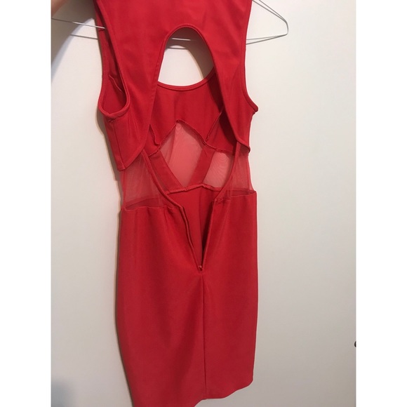 Coral bodycon mesh dress - Picture 3 of 5
