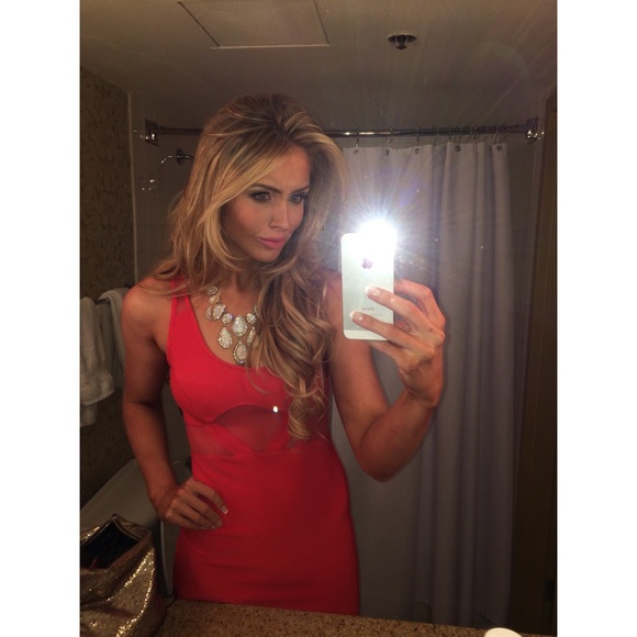 Coral bodycon mesh dress - Picture 4 of 5