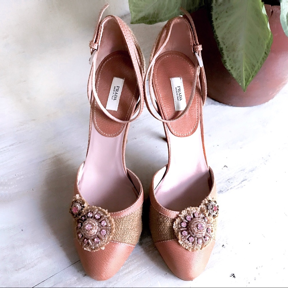 Prada Jewel Embellished Italian 4" Stiletto Heels
