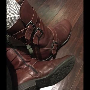 B.O.C Leather Mid Buckle Boots