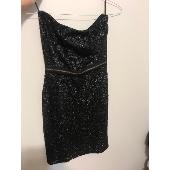 NTW Black sequin + gold zipper dress - Picture 1 of 3