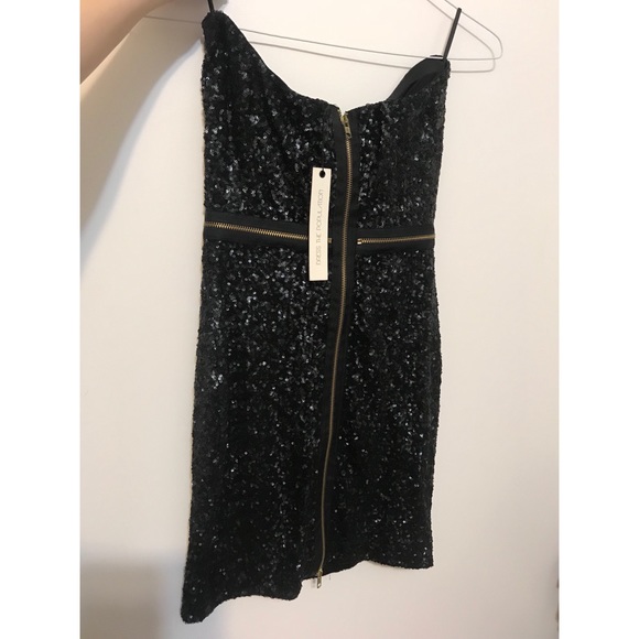NTW Black sequin + gold zipper dress - Picture 2 of 3
