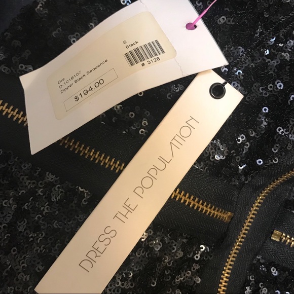 NTW Black sequin + gold zipper dress - Picture 3 of 3