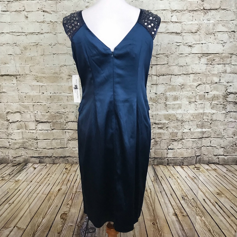 Maggy London Dress Sz 14P Petite Blue Sleeveless - Picture 5 of 6