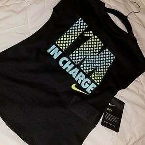 Size 6 I'M In Charge Nike Tee Dri-Fit Black/Poka