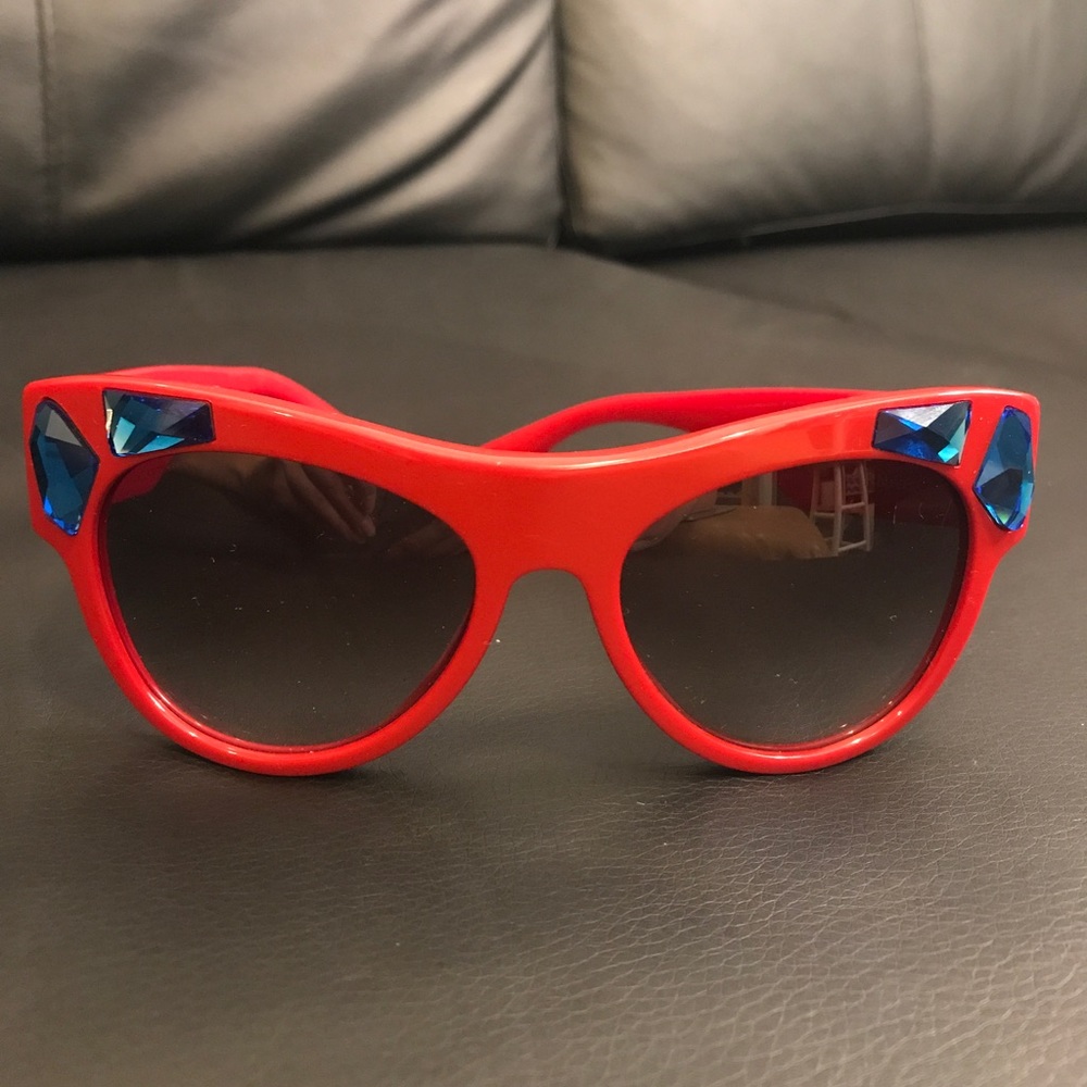 Authentic Prada Red Cateye Rhinestone Sunglasses