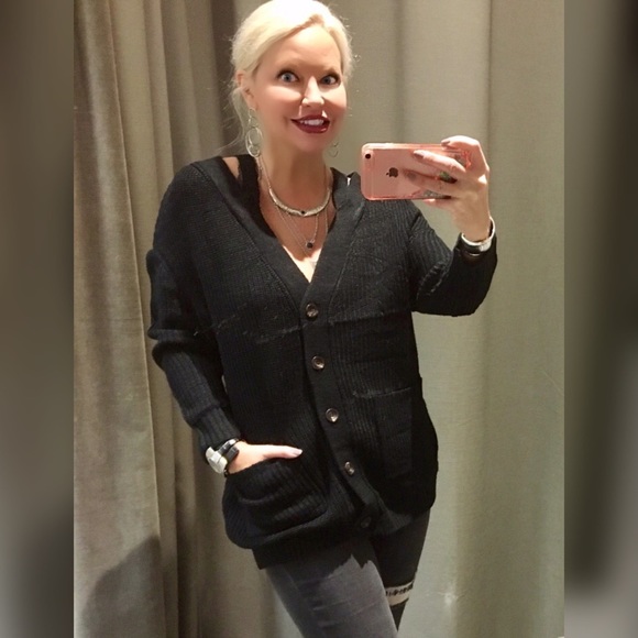 BEST Ever!! 💕Black Super Soft Button Up Sweater! - Picture 2 of 2