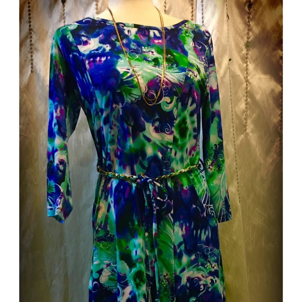 Colorful Nina Leonard floral print dress 🦋