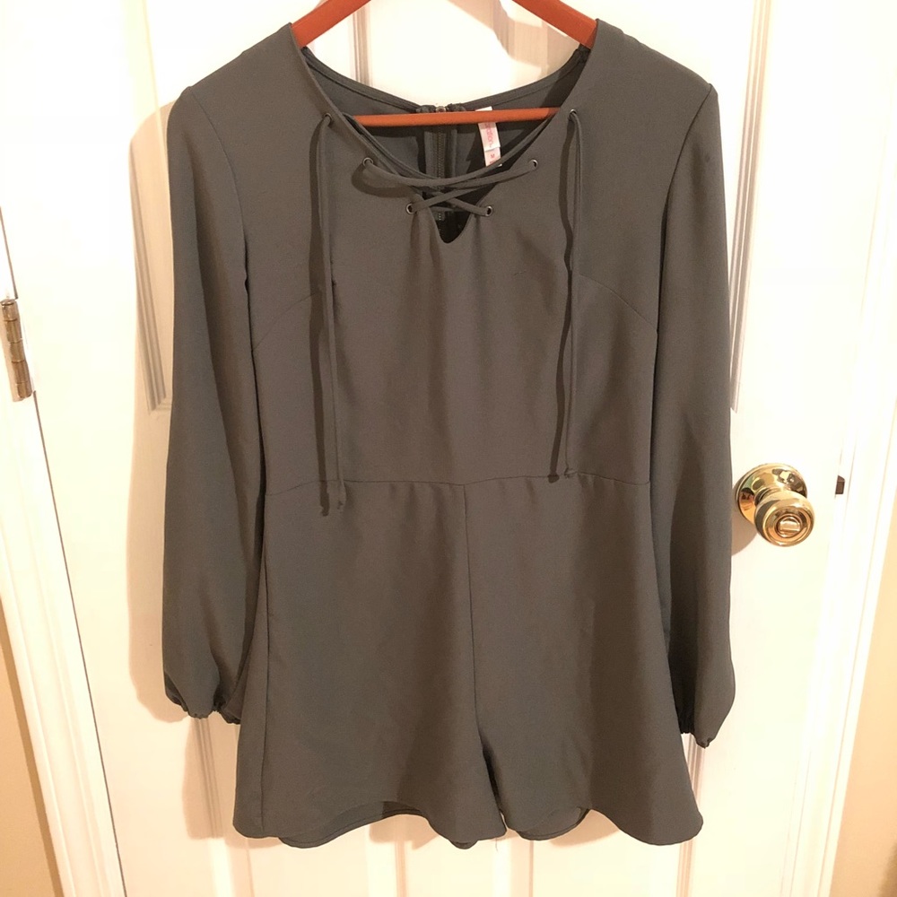 Army green long sleeve romper! MEDIUM