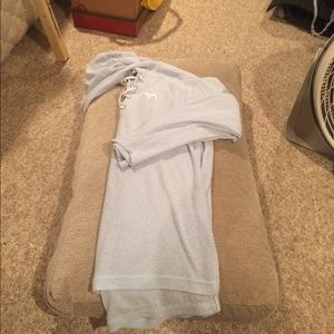 Hooded lace up pullover